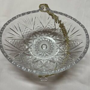 Elegant Clear Glass Bowl with Gold Handle